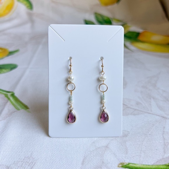 Fashion Jewelry Jewelry - Garnet Wine Red Mint Freshwater Pearl Casual Fun Mint O Ring Mini Hoop Earrings